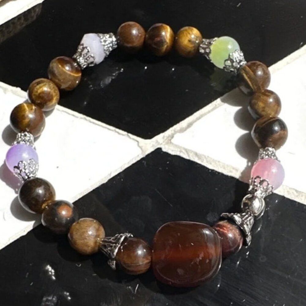Purple Jade tiger's eye Bracelet